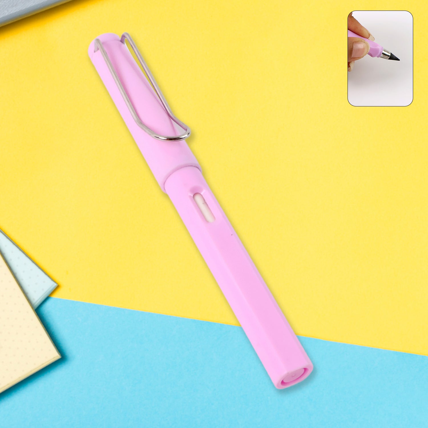 Pink 2-in-1 Everlasting Magic Pencil With Replaceable Eraser  Inkless Reusable Portable Pink 2-in-1 Everlasting Magic Pencil With Replaceable Eraser  Inkless Reusable Portable